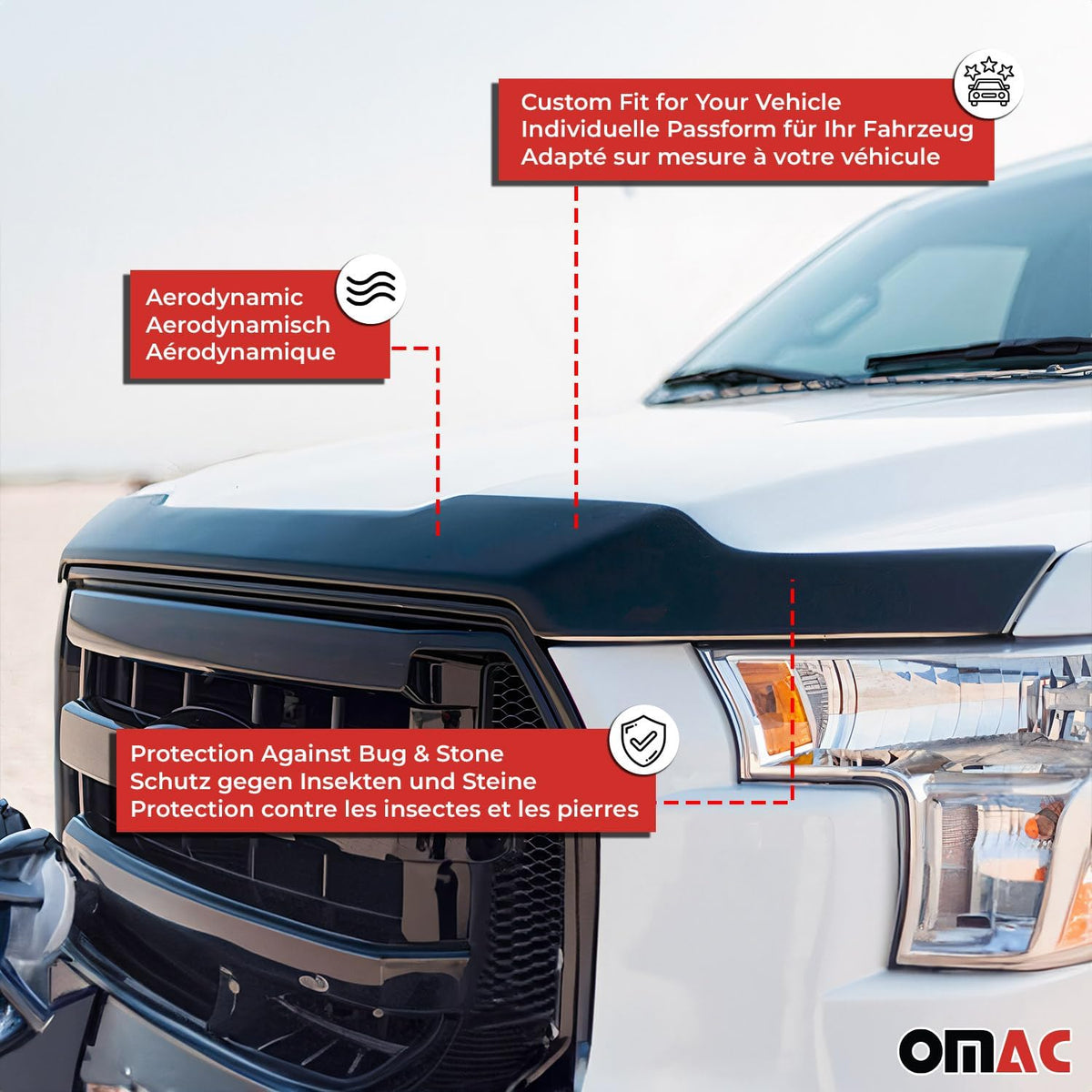 OMAC Front Bug Shield Hood Deflector Guard for Subaru Impreza 2012-2016 Black Smoke