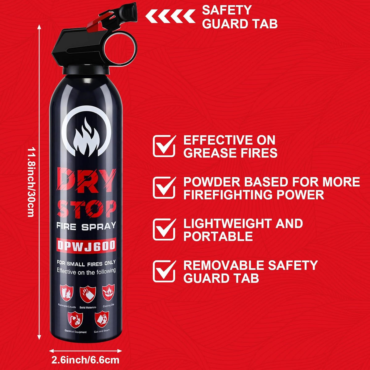 4 Pack Dry Powder Fire Extinguisher - Portable Dry Chemical Fire Extinguisher for Home, Car, Garage, Kitchen - Works on Electrical, Grease and More