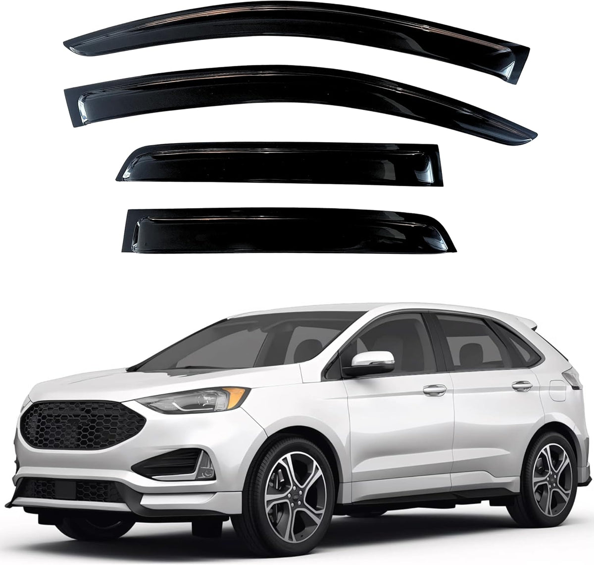 KPY Window Visor Compatible with Ford Edge 2015-2025, 4PC Rain Guard Side Window Vent Deflectors Tape-On Style, 2015 2016 2017 2018 2019 2020 2021 2022 2023 2024 2025