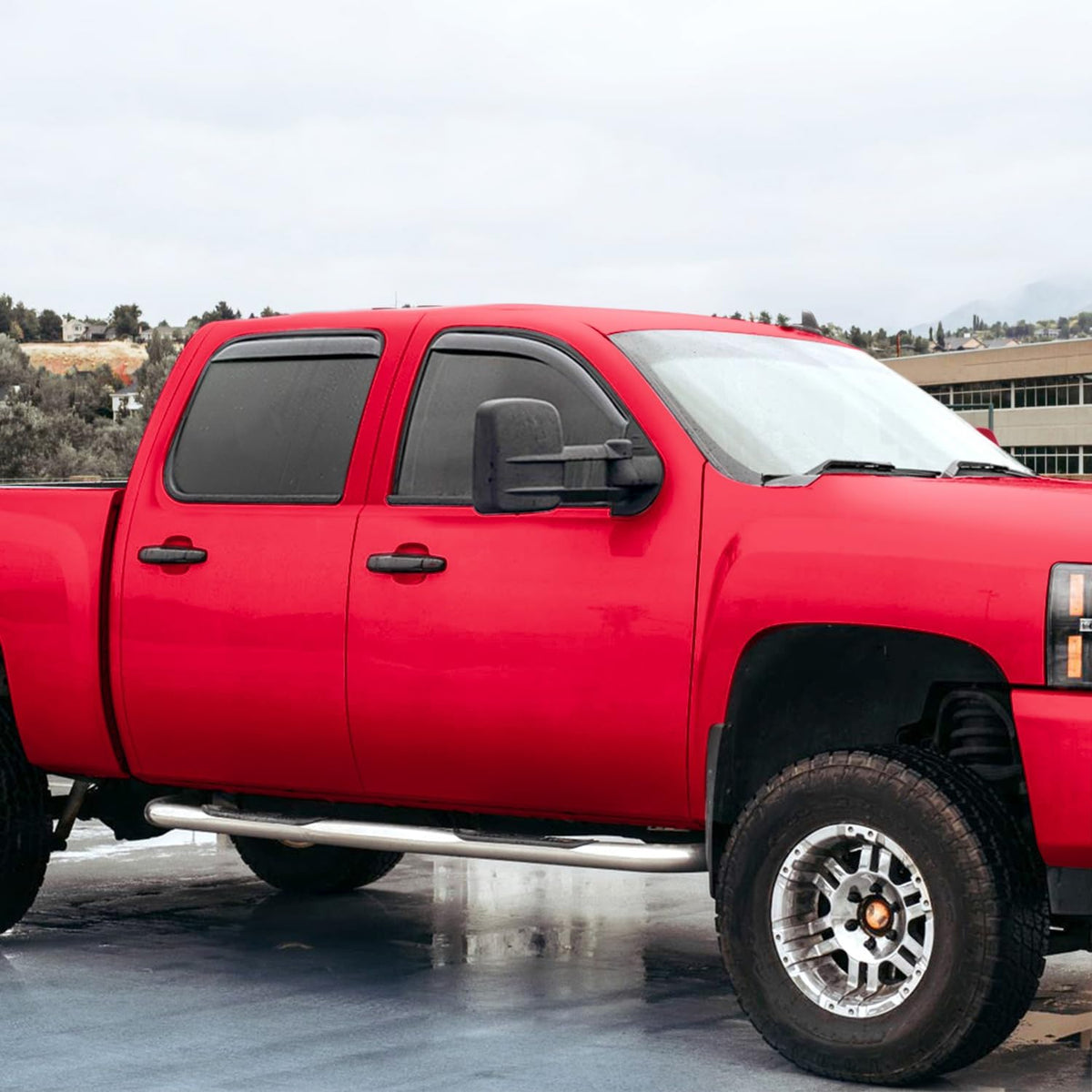 Voron Glass in-Channel Extra Durable Rain Guards for Chevrolet (Chevy) Silverado 2500HD/3500HD 2007-2014 Crew Cab, Window Deflectors, Vent Window Visors, 4 Pieces - 200265