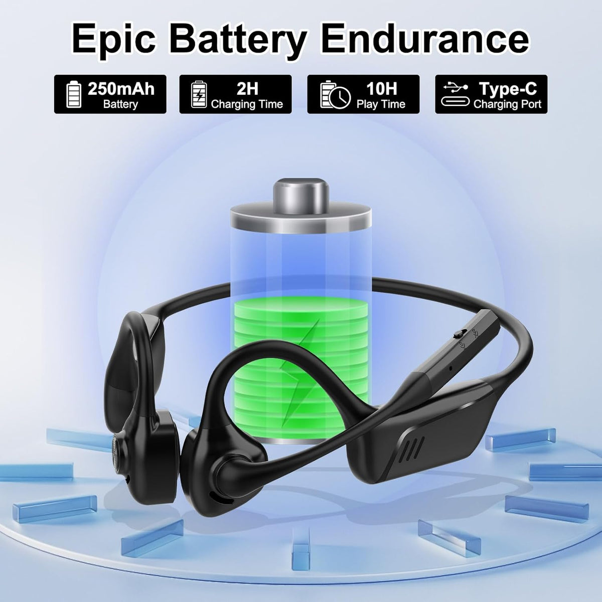 Open Ear Bluetooth Headphones with Microphone, Noise Cancelling Wireless Headset with Mute Button, Supports aptX/aptX-LL/aptX-HD, Designed for Meeting, Home Office,Driving -Not Bone Conduction(Grey)