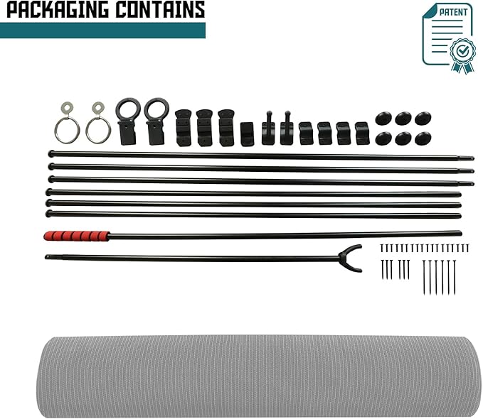 Bynbbur 5'W x 8'H Outdoor Patio Shades Foldable Roller Blinds, 220 GSM Sun Shade Roll Up Porch Screens Exterior Shade Cloth for Deck Pergola Backyard, Light Gray