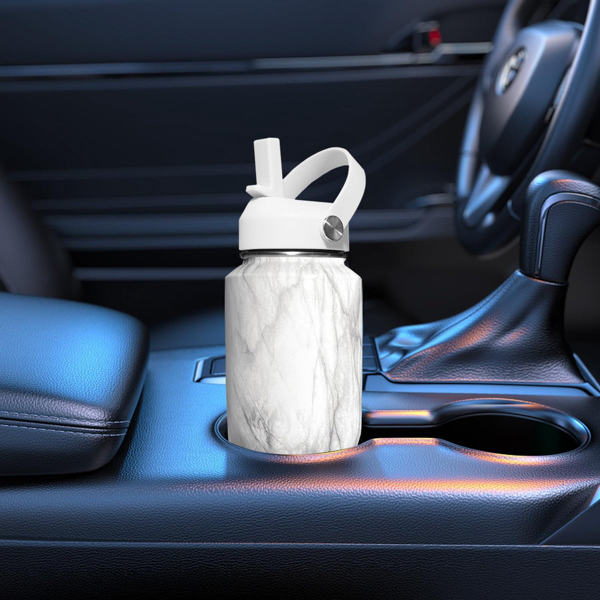 SENDESTAR 40oz Stainless Steel Water Bottle(Cold for 48 Hrs, Hot for 24 Hrs),Double Wall Vacuum Insulated Bottle with Straw Lid, Spout Lid and Flex Cap, Fit in Any Car Cup Holder TXIN-40-Marbling