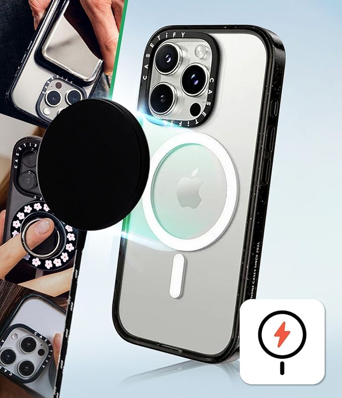 CASETiFY Impact Case for iPhone 16 Pro Max [Slim / 8.2 ft. 4X Military Grade Drop Protection/Compatible with Magsafe] - Clouds - Clear Black