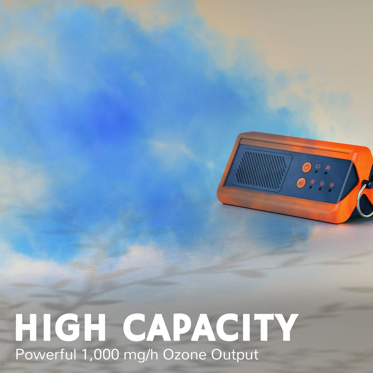 Airthereal PA1K-GO 1,000mg/h Portable Ozone Generator - Cordless Battery Powered Odor Eliminator for Car, Hotel Rooms, Offices, Bathrooms, and Small Spaces (Blue)