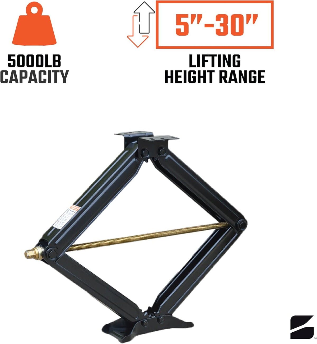 Bastion Distribution 30" Scissor Jack with Crank Handle | 5000lbs Capacity | Adjustable 5-30” Height | Spray-Tested Powder Coated | BJ-5000MSJ30