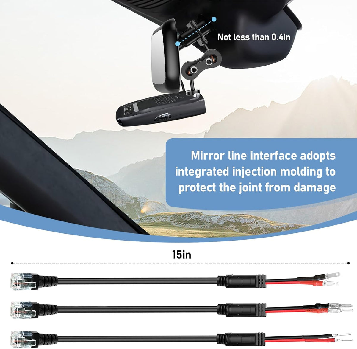 Radar Detector Mount,Rearview Mirror Rod Radar Mounting Bracket+Rearview Mirror Hard Wire Power Cord kit16,with Inline Fuse (for Uniden Radar Detector)