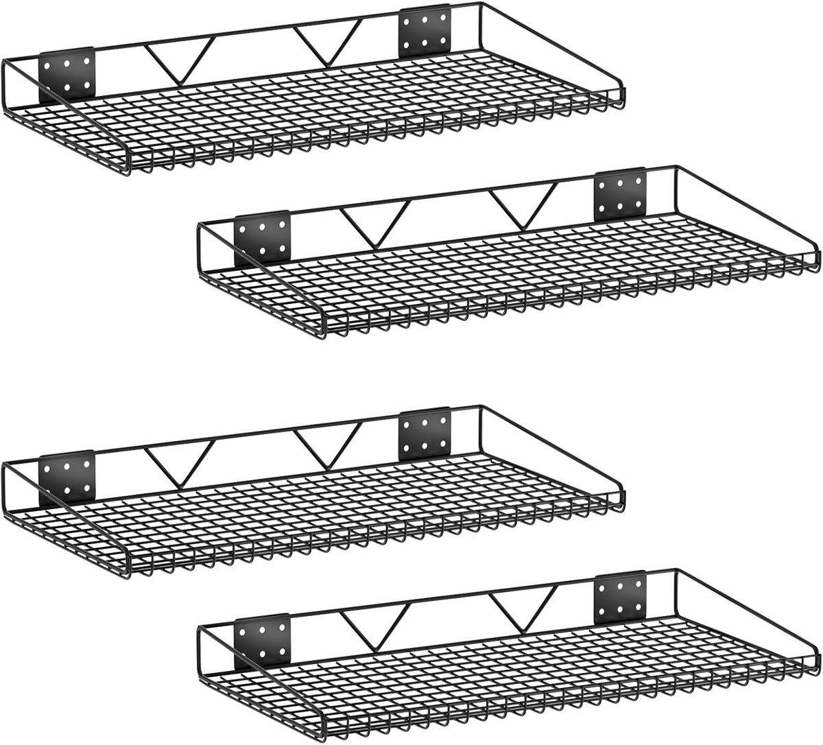Garage Wall Shelving,4-Pack 12 Inch X 23.8 Inch,Can be Used for Garage, Closet, Laundry Room, Heavy Duty Wall Shelving, Holds Up to 65 Lbs (Black, 12"X23.8", 4)