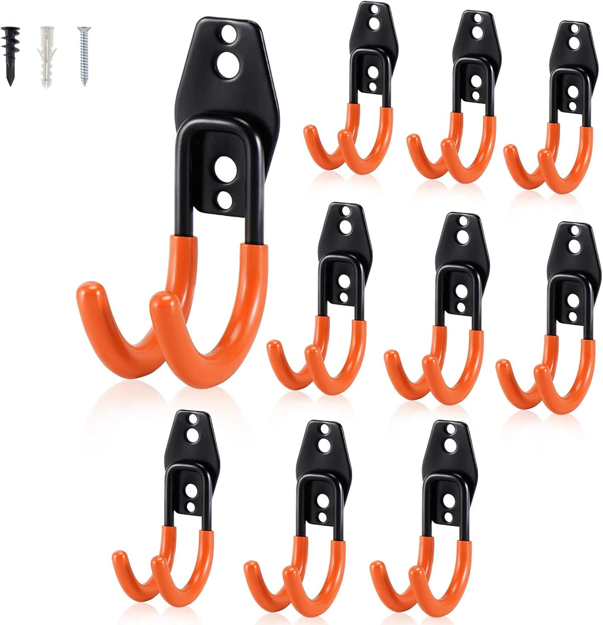 AOBEN Garage Hooks Heavy Duty, Steel Garage Storage Hooks, Utility Tool Hangers and Combinable Wall Mount for Organizing Ladders, Bikes, Hoses, and More Equipment (Small J, 10 Pack)