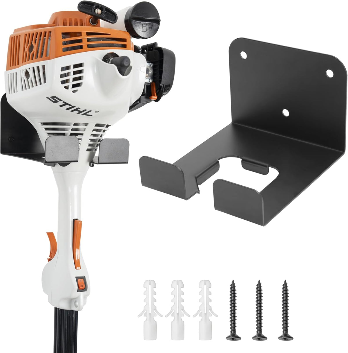 Weedeater Hanger, 1 Pack Weed Eater Hanger for Garage Wall-mounted Organizer Trimmer Rack Storage for Grass Trimmer, Hedge Trimmer, Garage Wall, Garden Tools, Black