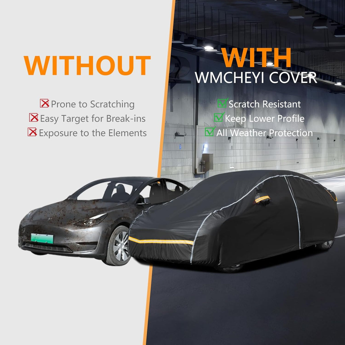 Car Cover Waterproof All Weather,6 Layers Car Covers for Automobiles, Full Exterior Cover with Zipper, Outdoor SUV Car Cover Sun UV Rain Snow Wind Protection, Fit for 185"(185*75*68 inch)SUV