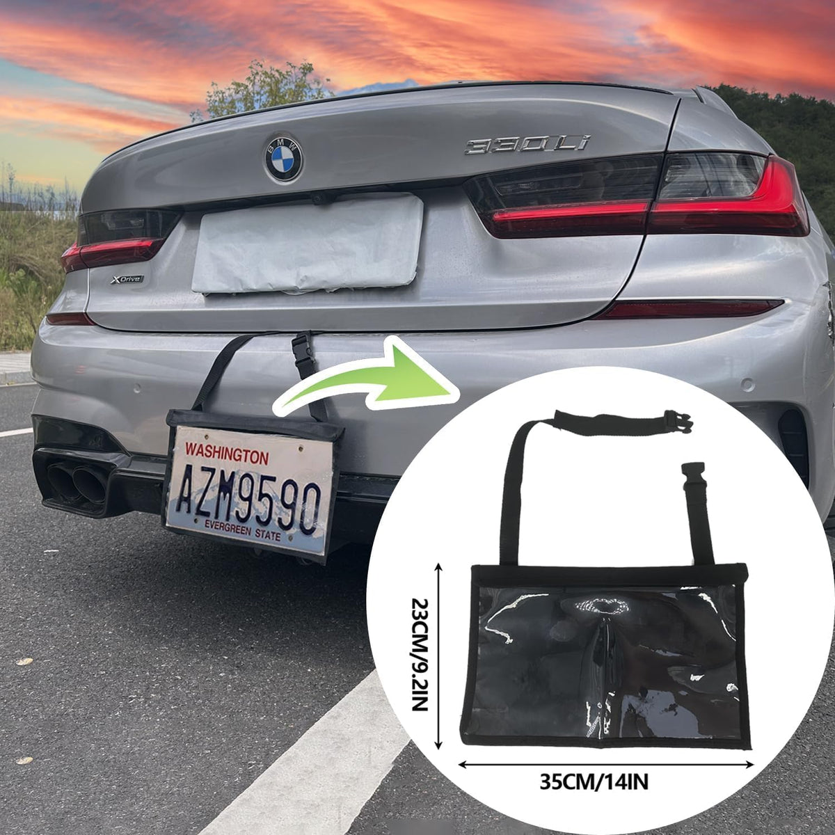 License Plate Holder with Hanging Strap, Test Drive Tag Bag, Dealer Plates License Frame Cover, for Car SUV Truck (Black, 1)