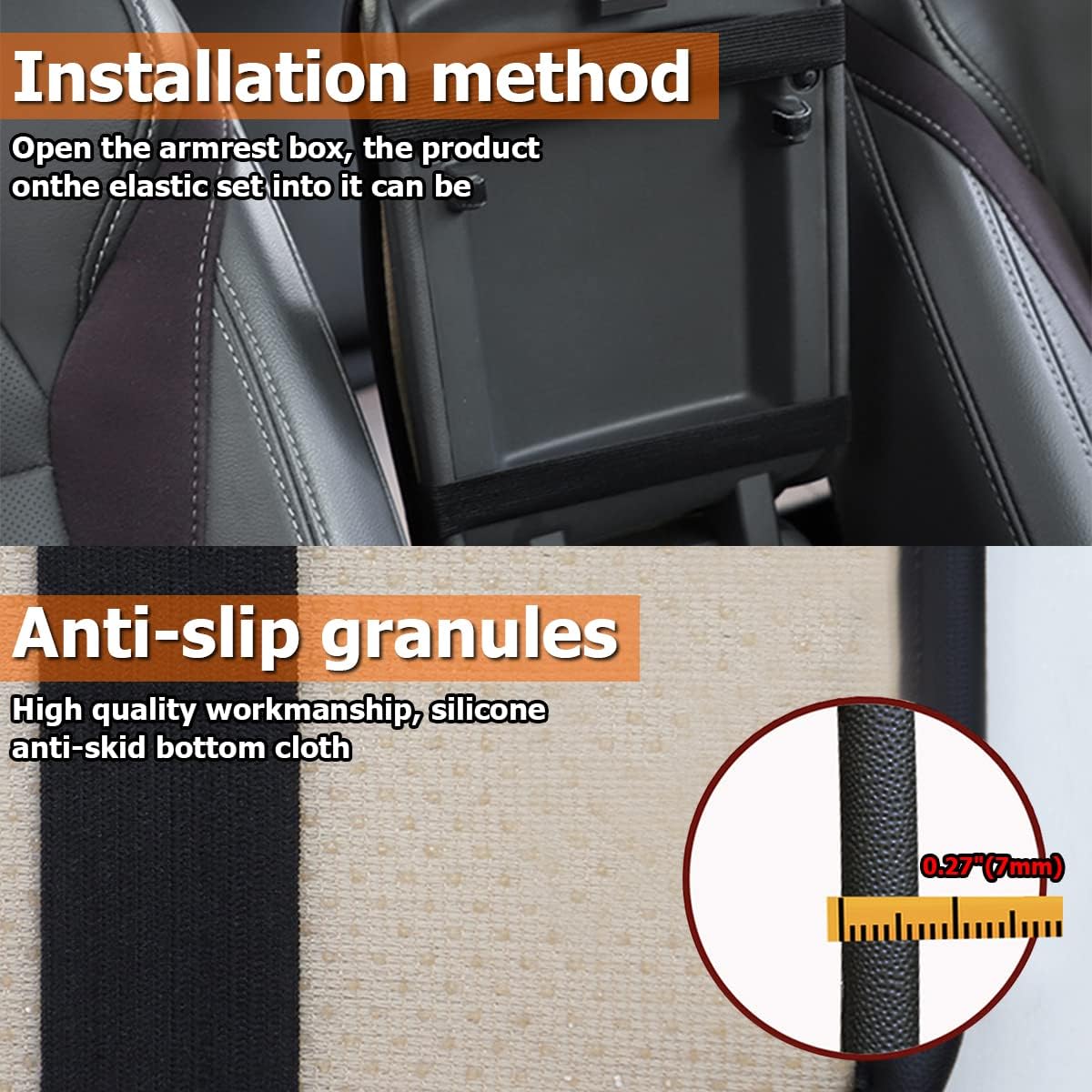 Car Center Console Cushion Pad, Universal Leather Waterproof Armrest Seat Box Cover Protector,Comfortable Car Decor Accessories Fit for Most Cars, Vehicles, SUVs (Wine Red)