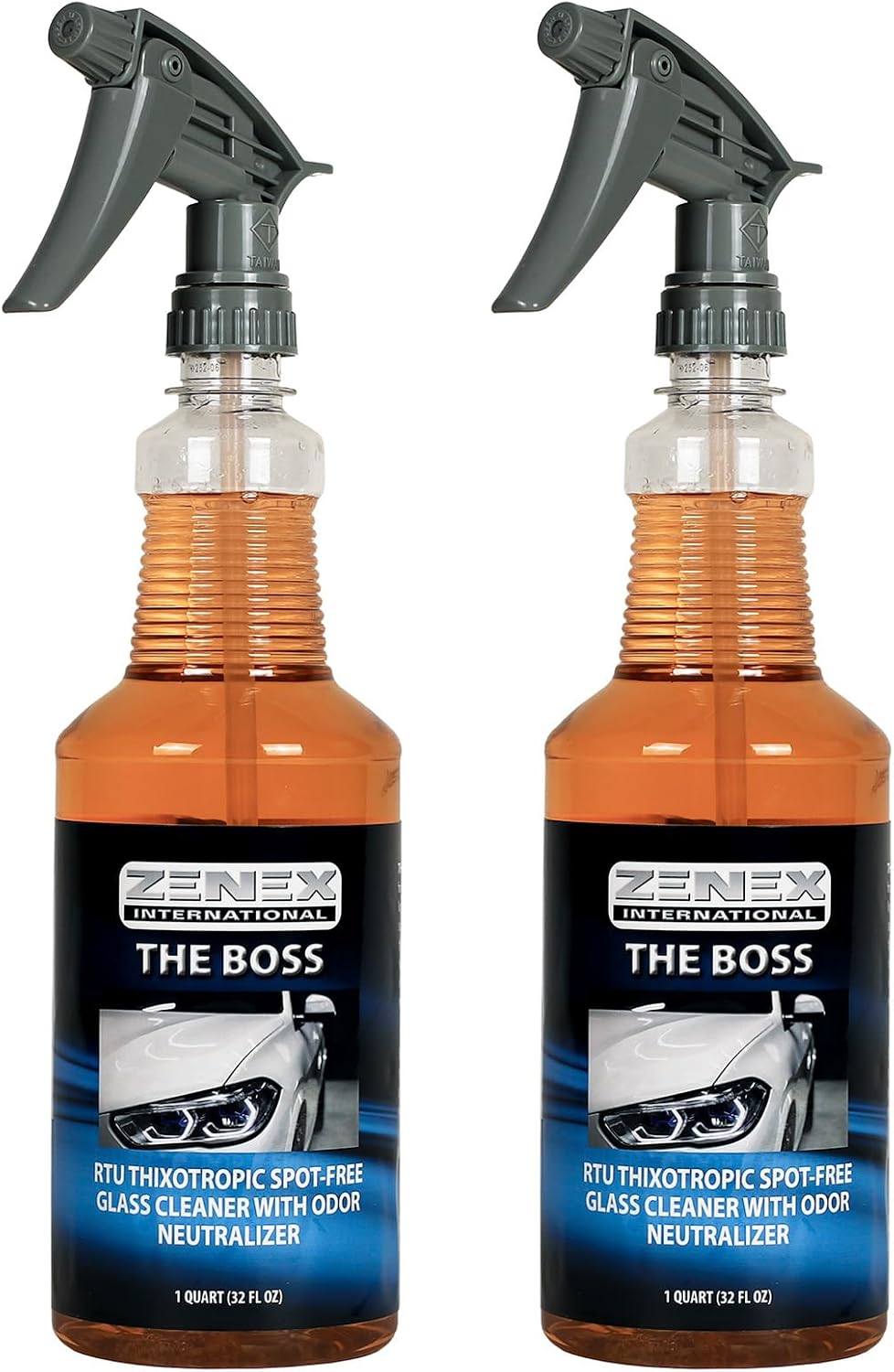 Zenex The Boss Glass Cleaner - Professional-grade Glass Cleaner | Removes Grime from Glass Surfaces - Mirrors, Windows, & More | Not For Tinted Glass | Spot-Free, Streak-Free Finish | 32 oz (2 Pack)
