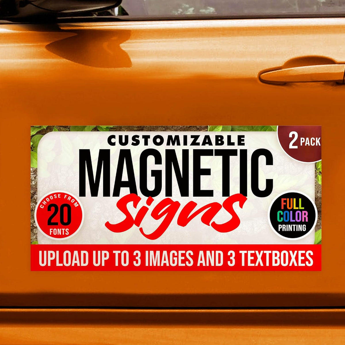 2 Pack, Personalized Magnetic Signs for Vehicles, Custom Car Magnets for Businesses, Customized Full Color Magnetic Truck Signs, 12x24 Car Magnet Signs (Design B)