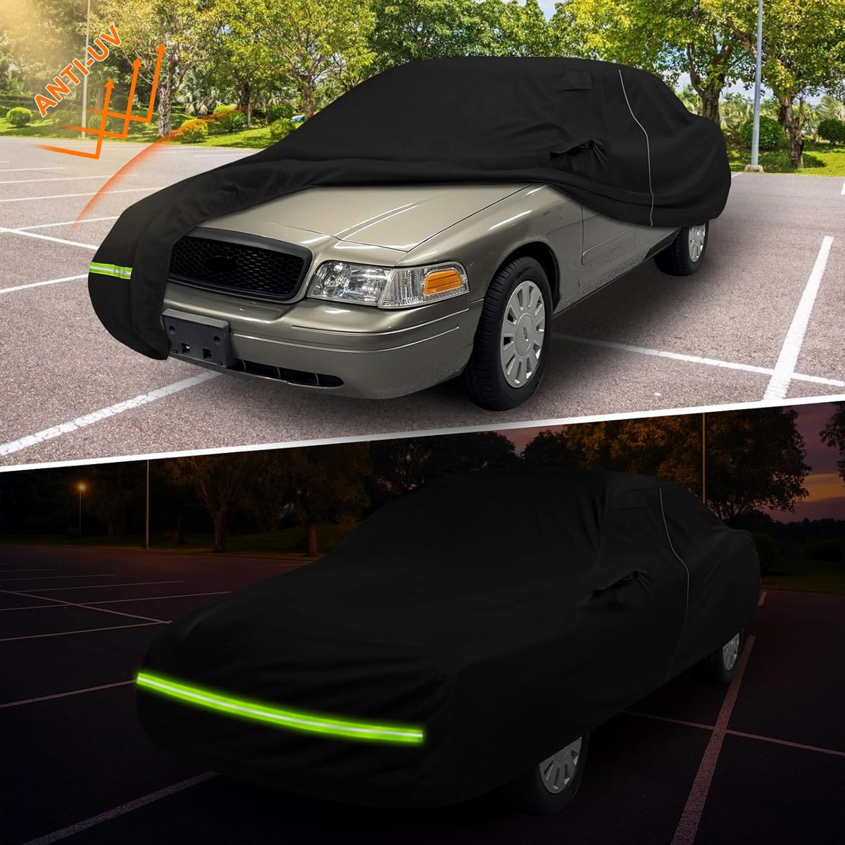 Car Cover Compatible with 1992-2012 Ford Crow Victoria, Custom Fit 300D Oxford with Cotton All Weather Full Car Cover