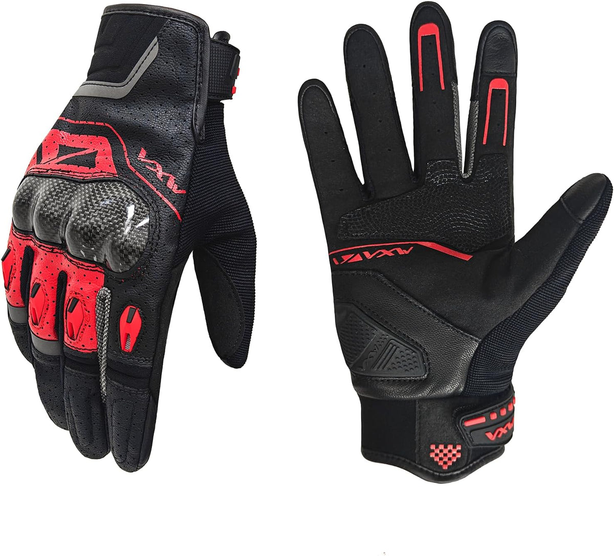 VXW Motorcycle Gloves for Men and Women - Gel Palm Sliders, Leather & Mesh Construction Full Finger Touchscreen, High-Speed Sports Gear for MTB/ATV/BMX/Motocross/Dirt Bike