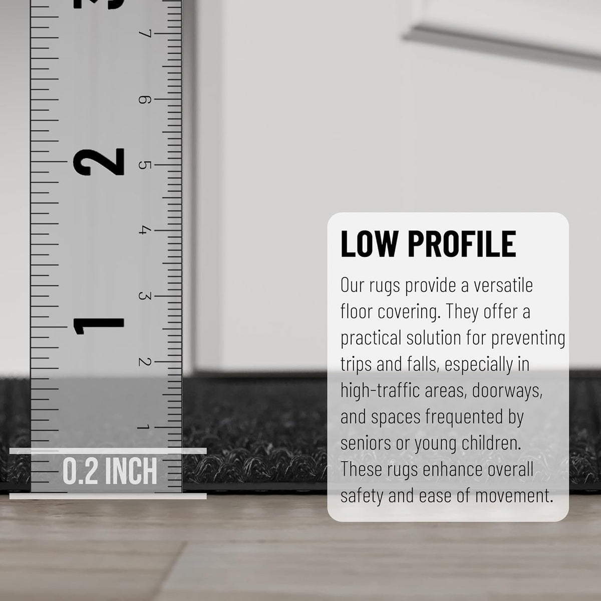 Ottomanson 2' x 25' Hallway Runner with Scraper Pile Extra Durable Non-Slip Rug Mat for Indoor & Outdoor Use - Ideal for Kitchen, Entryway, Patio & Garage - High-Traffic Carpet, Black