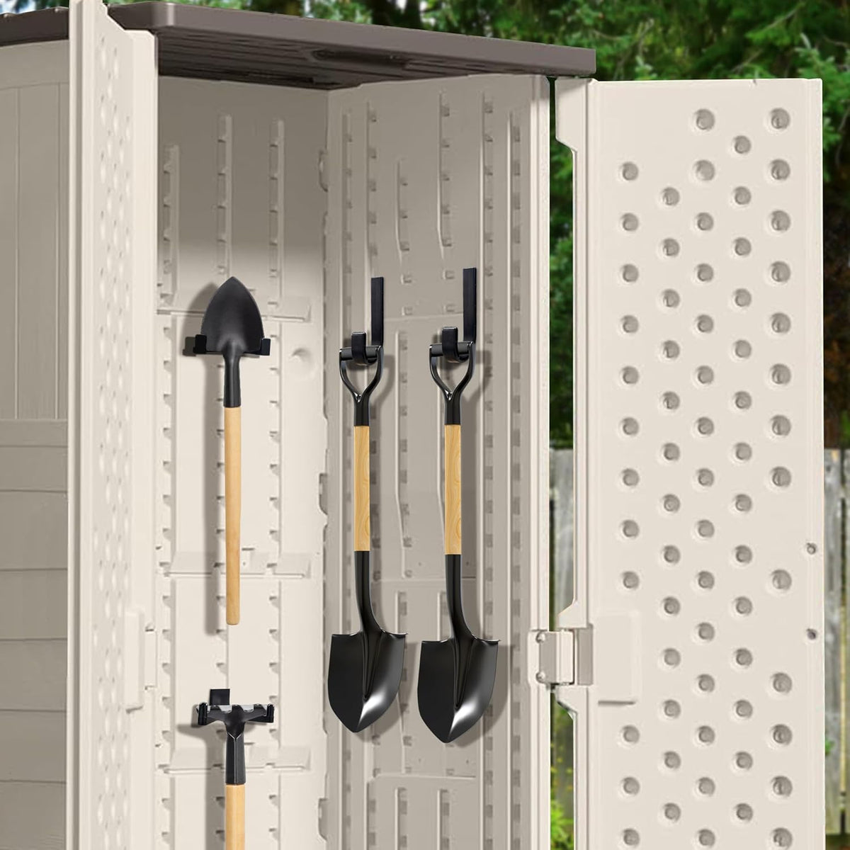 6 Pcs ABS Storage Shed Tool Hooks,Shed Tool Hangers Include J-Shape,U-Shape and V-Shape,Storage Shed Shelves Accessories for Organizing Tool, Ladders, Bulk Items