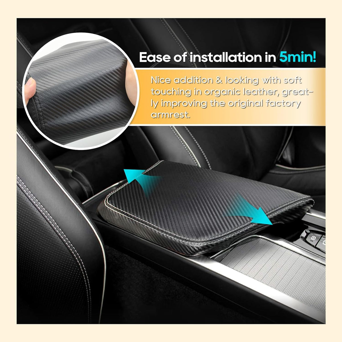 LFOTPP Central Console Armrest Box Cover Fit for Volov 2021 2022 2023 2024 XC60 S60 SPA Cover Car Armrest Cover Auto Center Console Pad (XC60 S60 Carbon Fiber)
