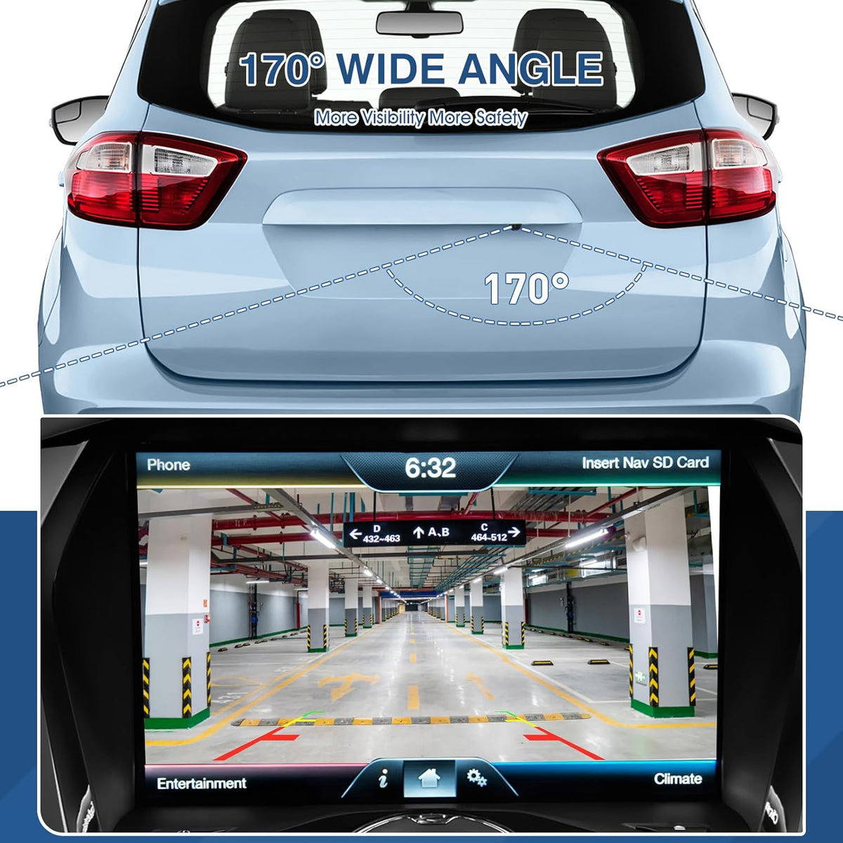 Rear View Backup Reverse Camera Compatible with Ford C-Max Energi C-Max Hybrid 2013-2016 Replaces DM5Z-19G490-A DM5Z-19G490-B