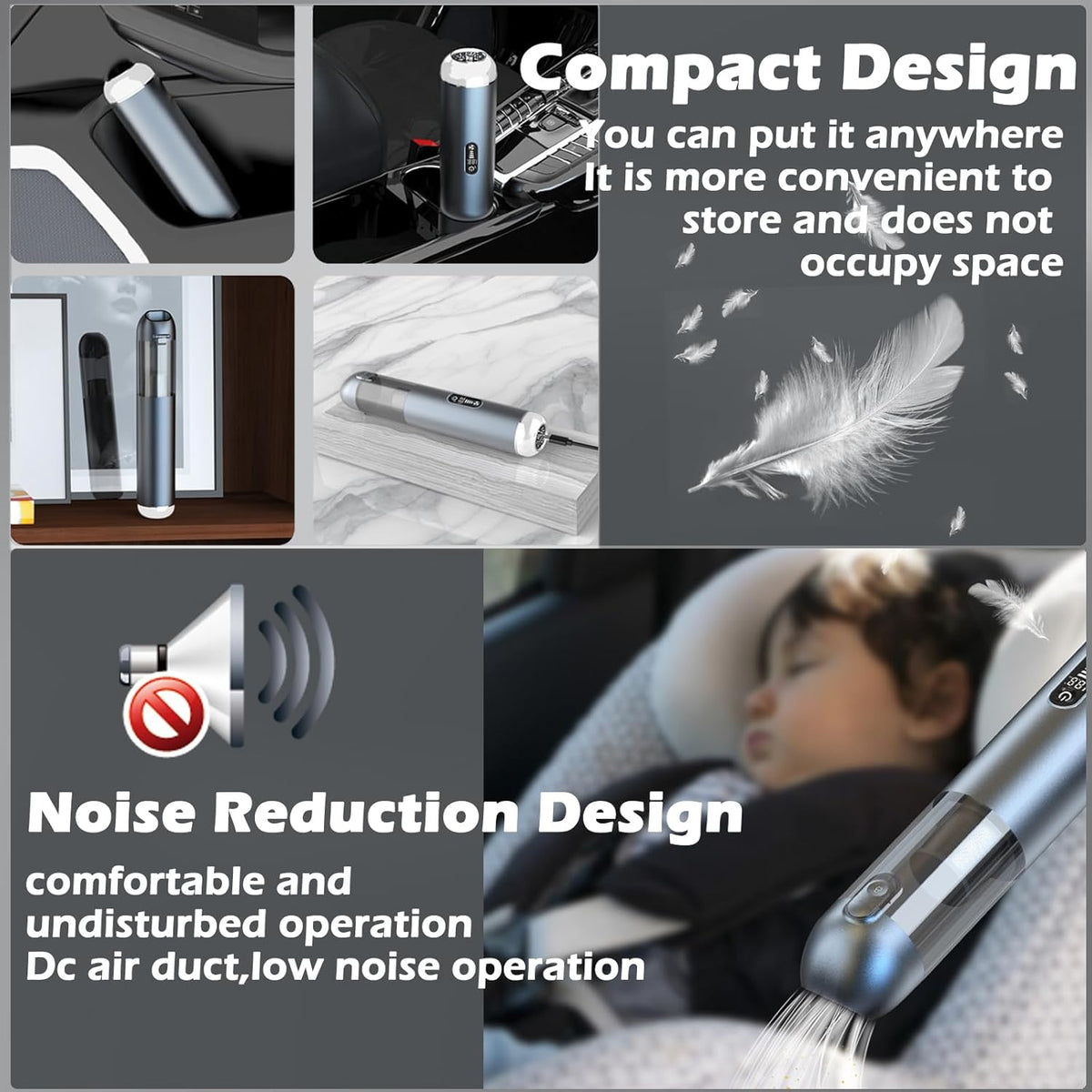 TEZILON Car Vacuum Cleaner 18000Pa Powerful Suction HEPA Filter, Portable Cordless Handheld Vacuum Vehicle Home with LED Display Air Duster Rechargeable Lightweight Multi-Nozzles for Pet Hair Keyboard