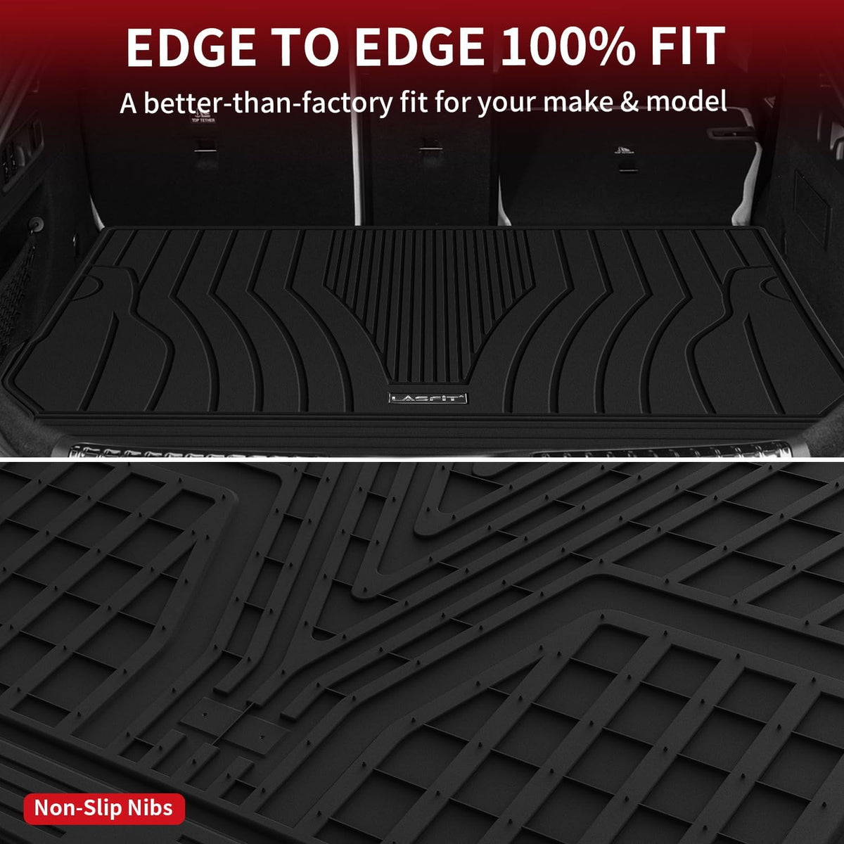 LASFIT Cargo Mat for Mercedes Benz GLC SUV 2025 2024 2023 300 / 300e / 43 AMG, All Weather TPE Custom Fit Mercedes Benz GLC SUV Trunk Mat Cargo Liner, Black
