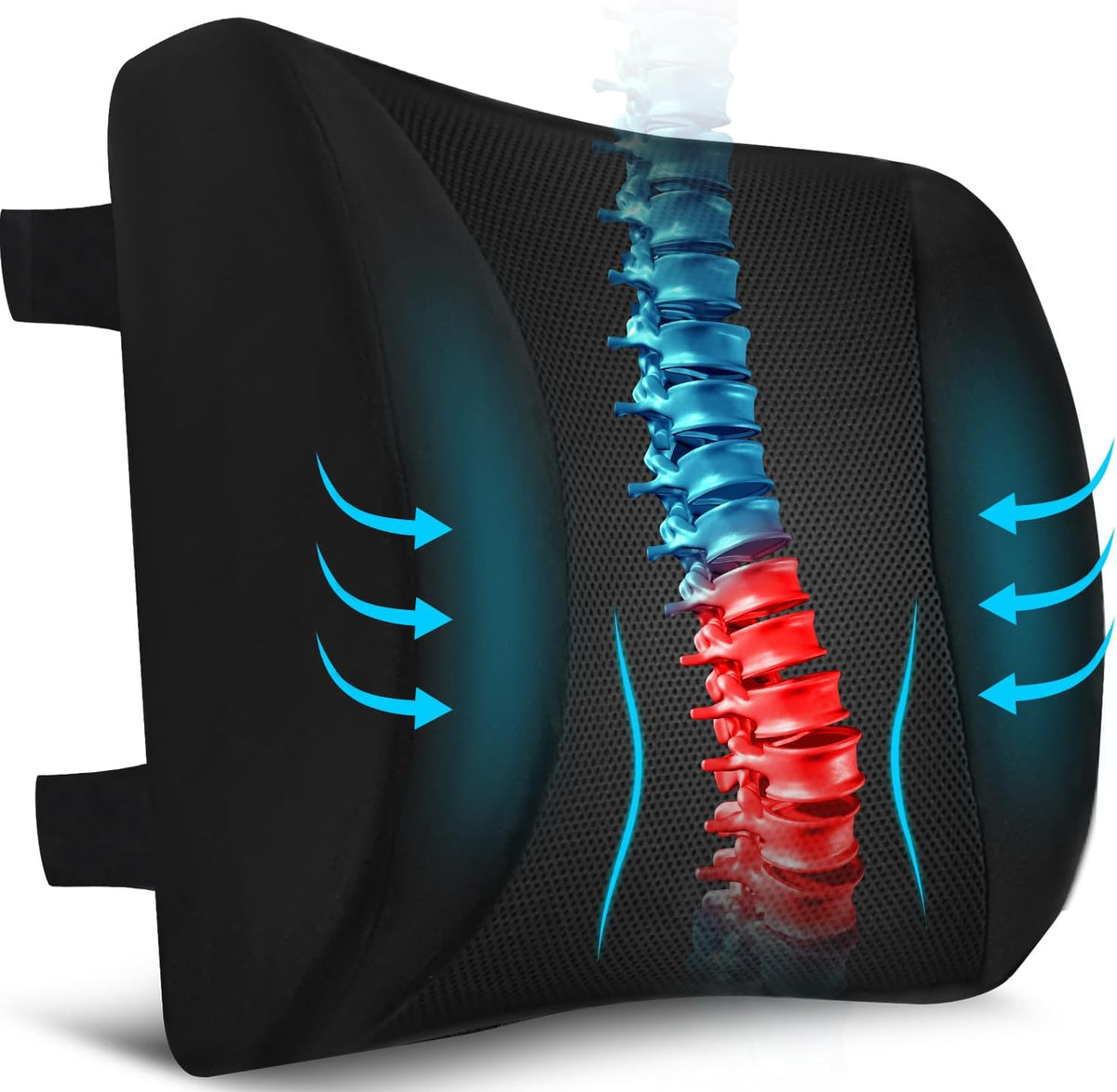 Lumbar Support Pillow for Office Chair Car, Gaming Chair Lower Back Pain Relief Memory Foam Cushion with 3D Mesh Cover Ergonomic Orthopedic Back Rest Lower Back Support