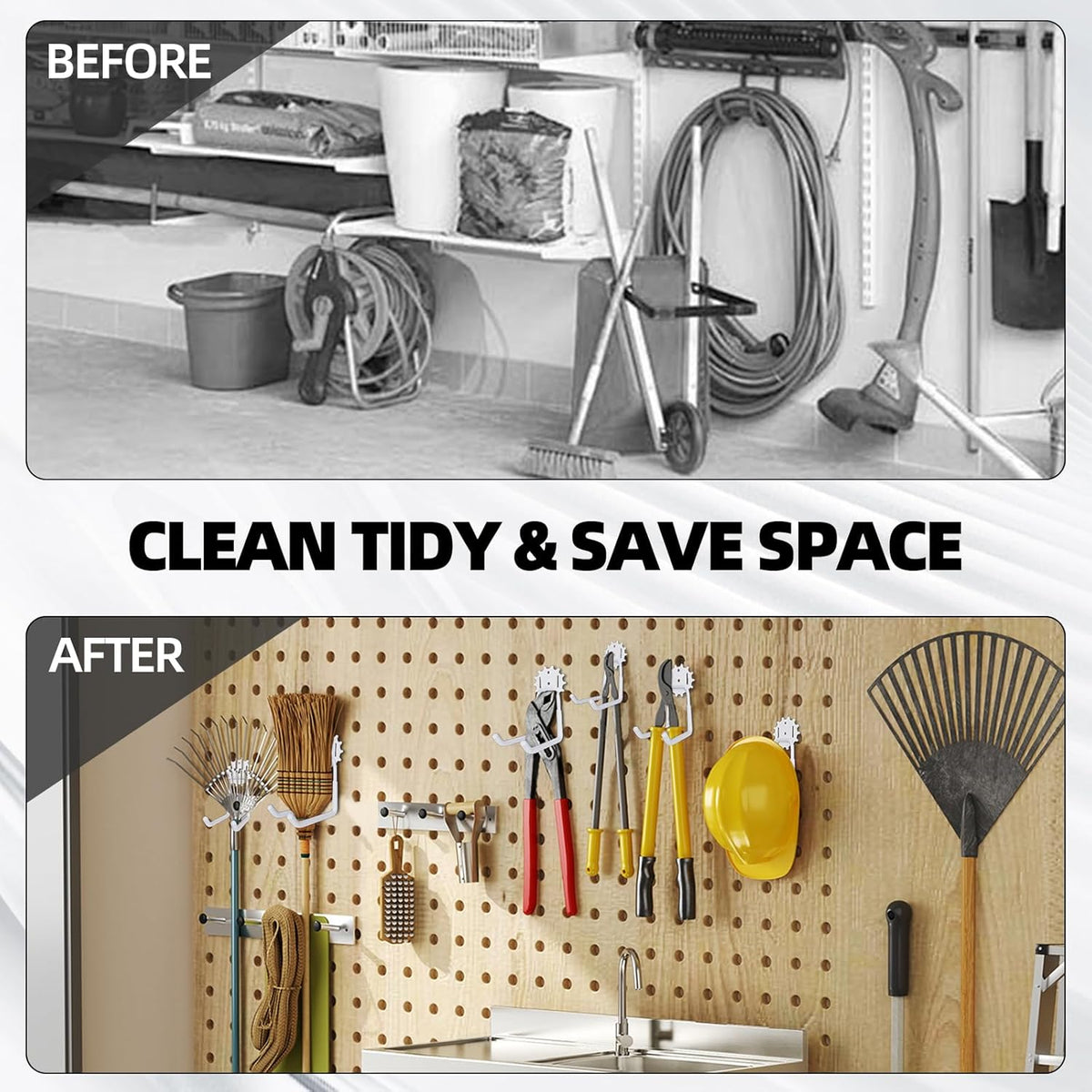 Heavy Duty Steel Storage Hooks - Utility Wall Mount Hooks with Anti-Slip Coating, Holds Bike, Ladder & Tools