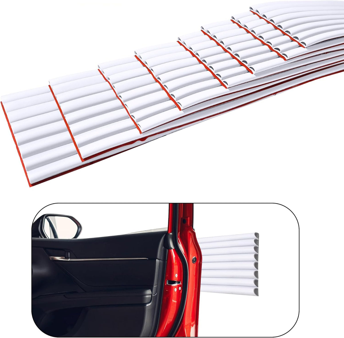 Rubber Bond Garage Wall Protectors 8 Pack - 4x15 Inches Strong Self-Adhesive Rubber Bumper Protectors for Garage Walls - Anti-Scratch and Waterproof Garage Wall Protector (White)
