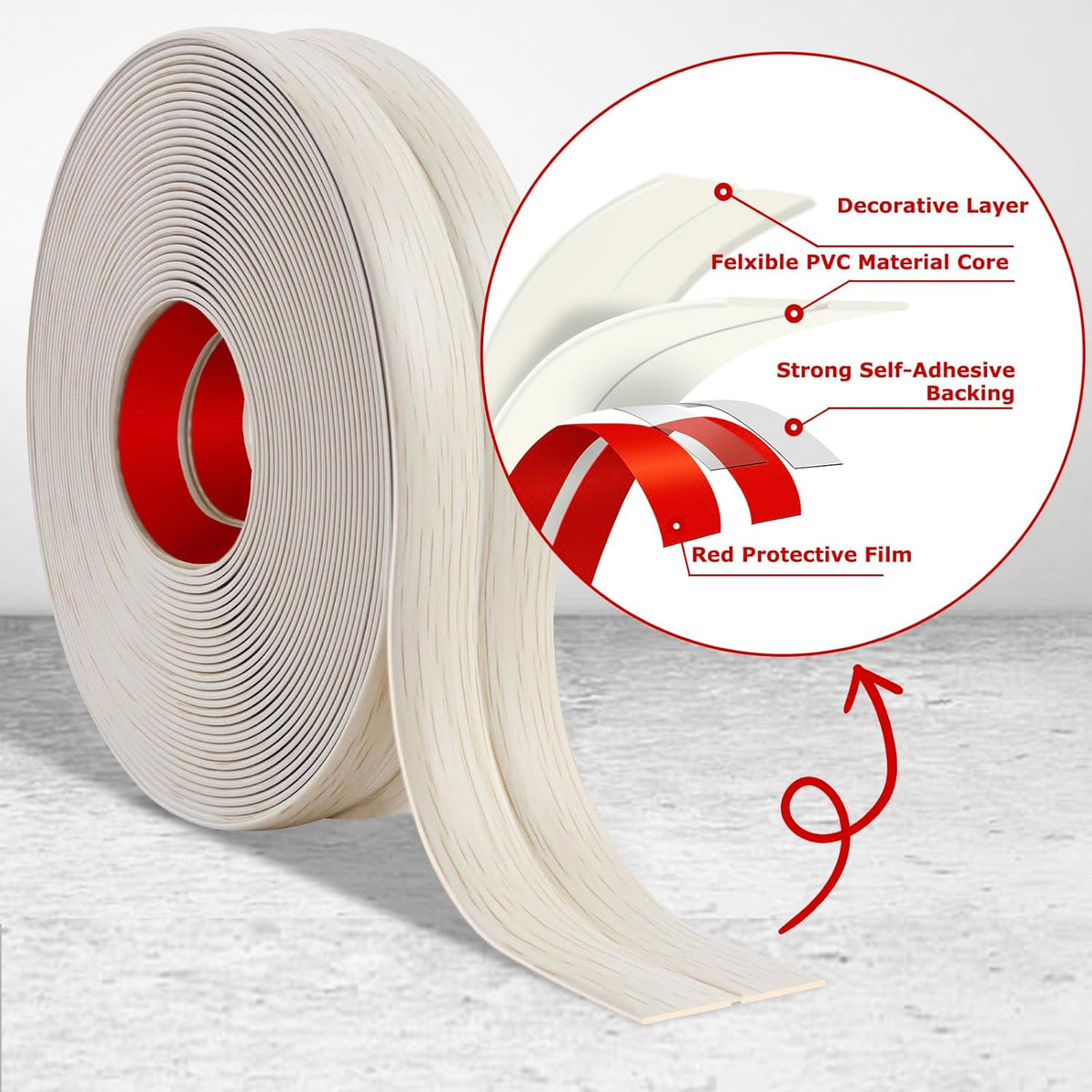 Flexible Wall Corner Protector Moulding Trim Peel and Stick Wall Corner Guards Edge Protector Self Adhesive Molding Trim Strip for Edge Ceiling (Beige Wood Grain, 1.6 in x 10 Ft)