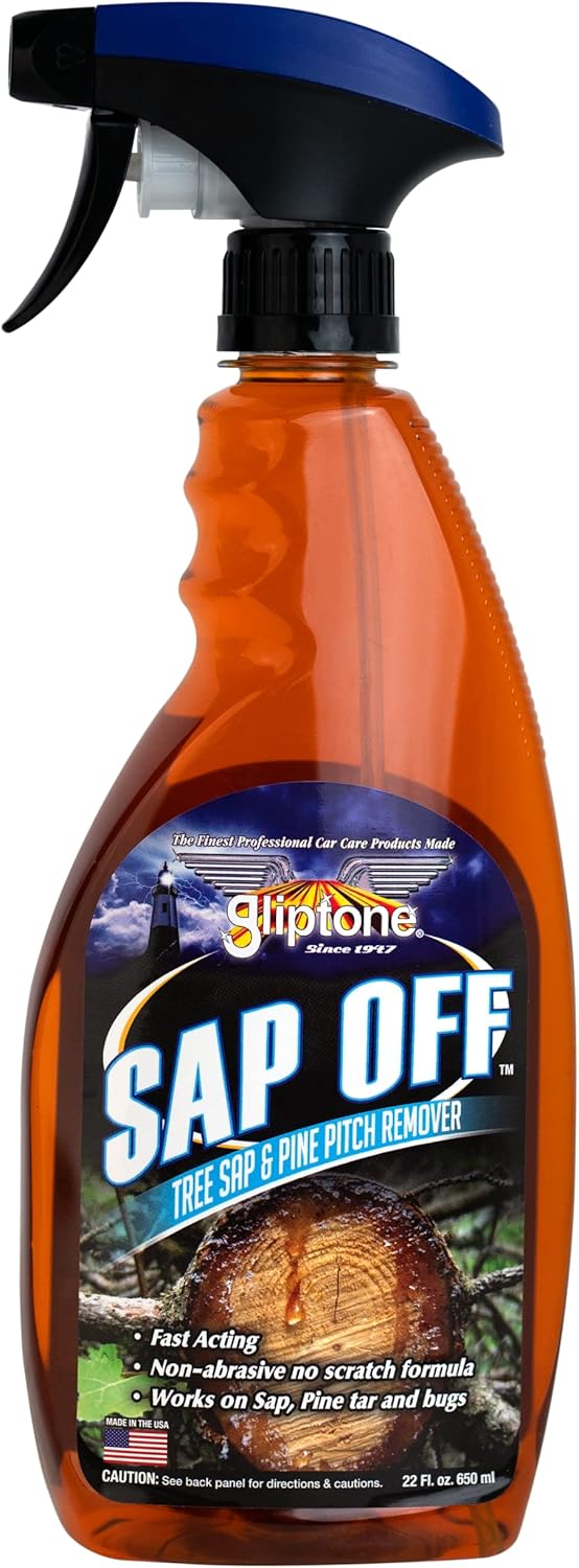 Sap Off, Fast-Acting Sap, Pine Tar & Bug Remover Spray, 22 Fl Oz, Non-Abrasive Formula Safe for Paint, Glass & Plastic, Removes Dried-On Sap, Tar, and Bug Residue Quickly