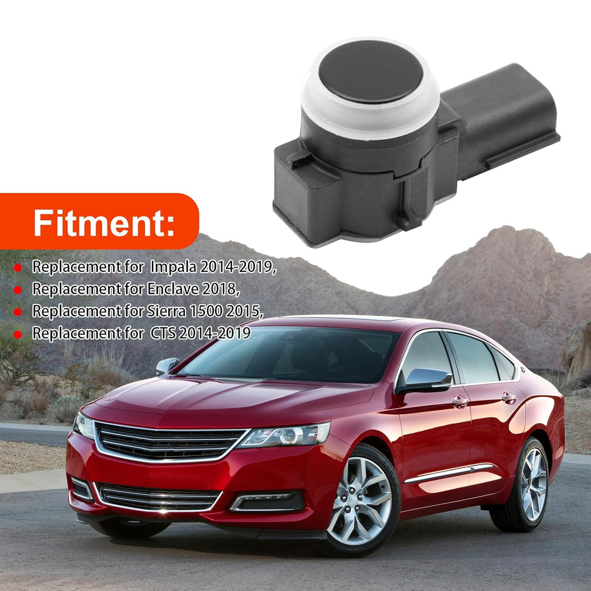 4Pcs 22998458 Parking Aid Sensor, Replacement for Chevy Impala 2014-2019 Replacement for GMC Sierra 1500 2015, Replaces 23428268 684-048