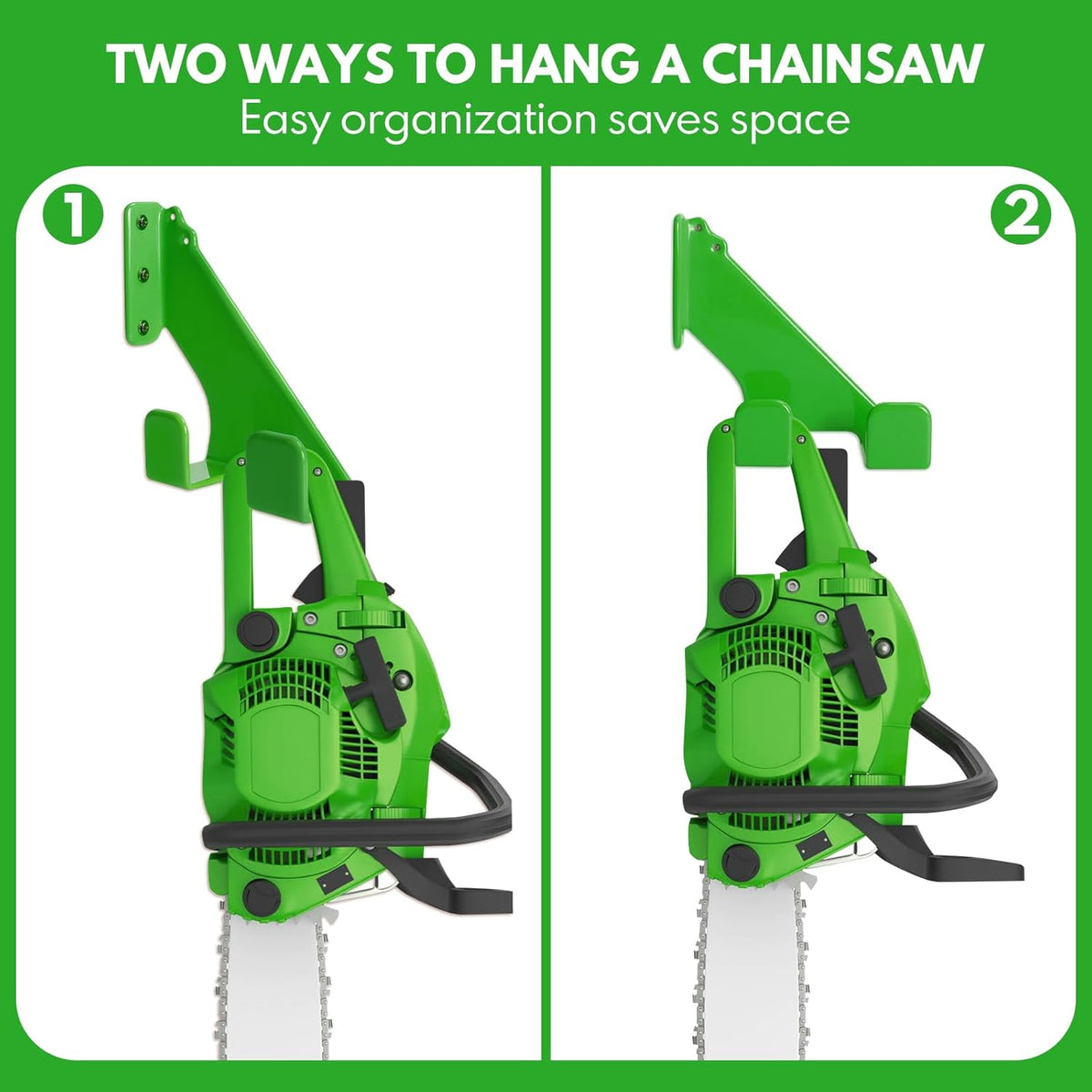 Chainsaw Hanger,1pcs Ideal for Adult Garage Tool Organizer. This Chainsaw Accessory Rust Proof Alloy Steel Construction with Powder Coating, Perfect Wall Mount Solution for Your Chainsaw.(green)