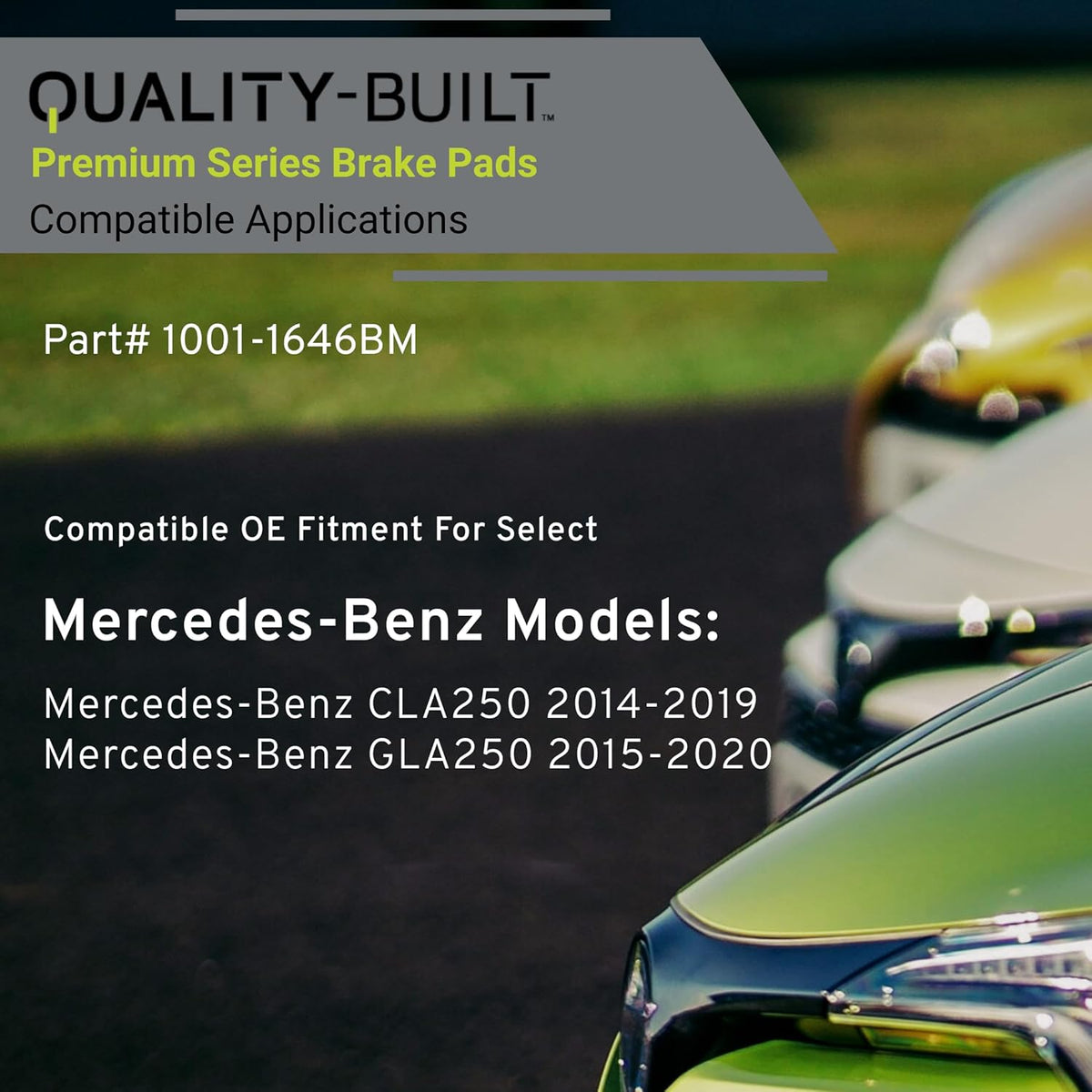 Premium Semi-Metallic Rear Brake Pads (1001-1646BM) Compatible with Mercedes-Benz CLA250 2014-2019, Mercedes-Benz GLA250 2015-2020