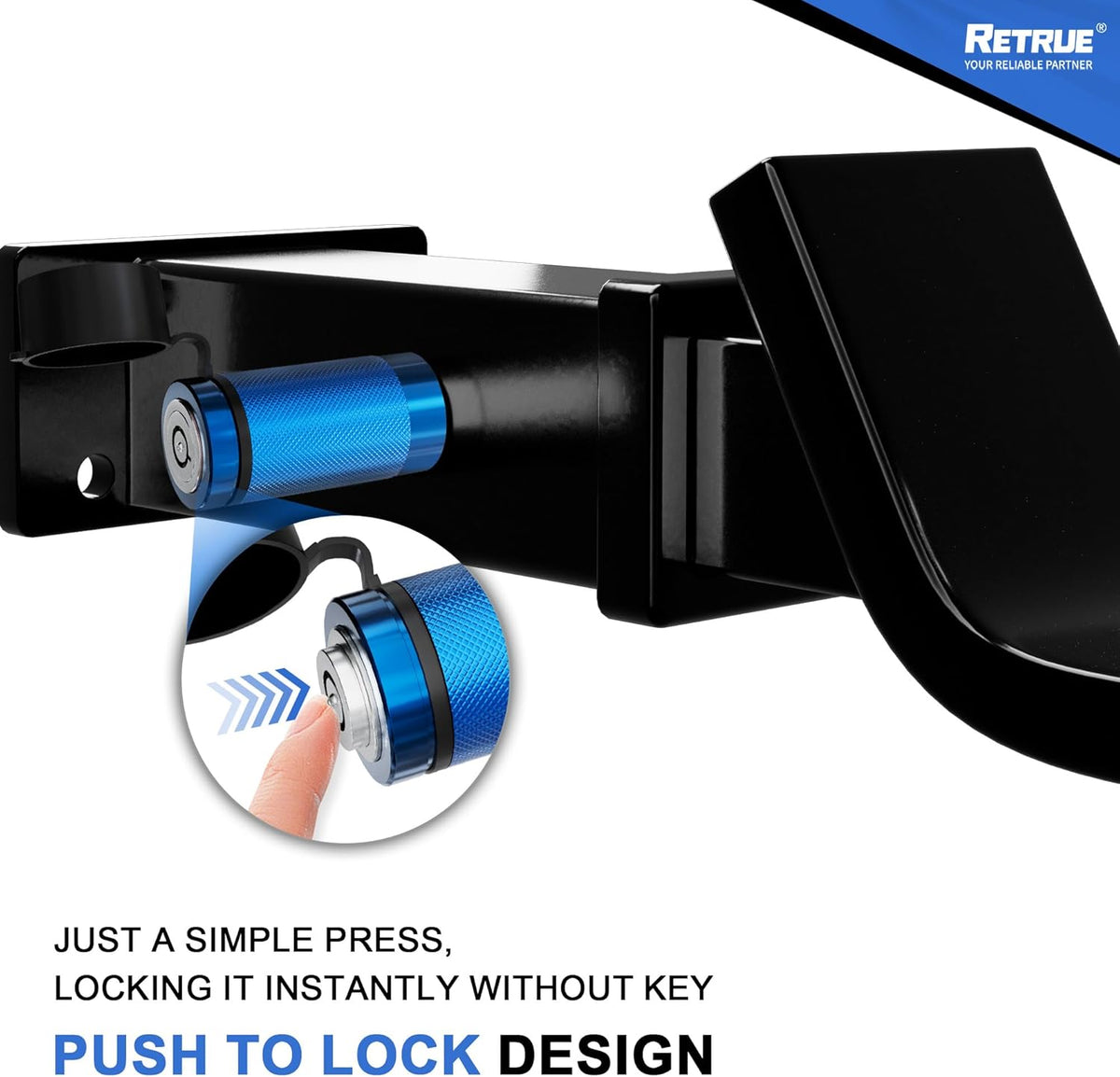 RETRUE Trailer Hitch Locks, 5/8" Locking Hitch Pin for 2 Inch and 2 1/2” Receiver Class III IV Hitch, Tow Hitch Lock with Keys O-Rings, Trailer Accessories for Outdoor,Blue
