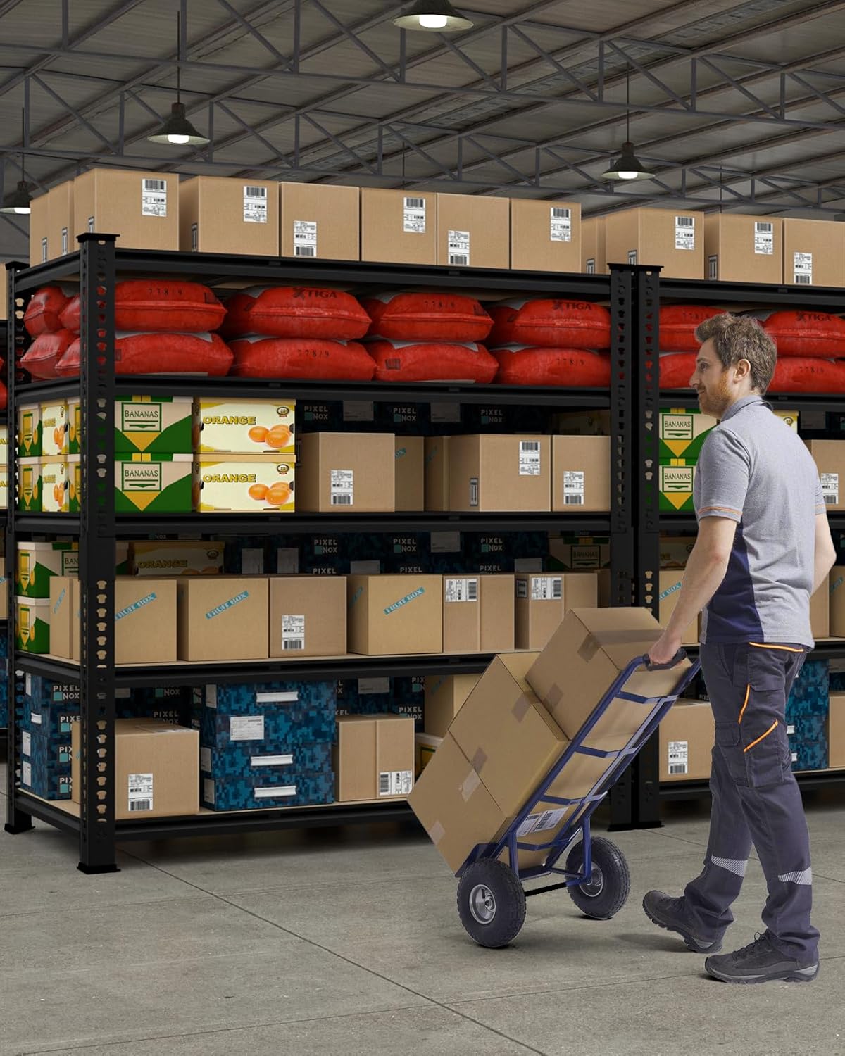 PrimeZone Heavy Duty Garage Storage Shelves - 48" W X 24" D X 72" H Adjustable Metal Shelving Unit, 5 Tier Industrial Shelves for Storage Standing Utility Rack for Warehouse, Pantry, Basement, Black