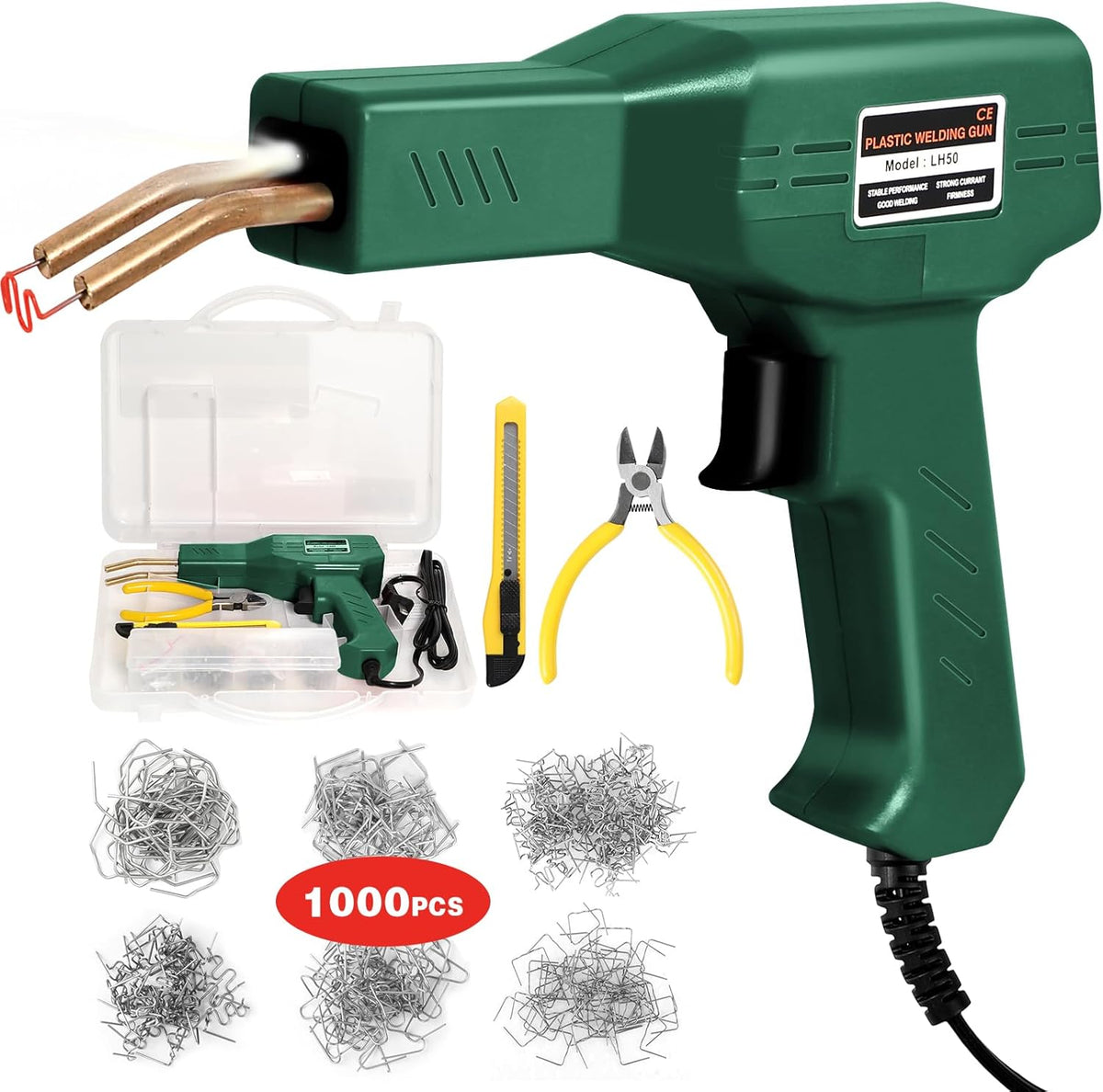 ATOLS Plastic Welder, 1000PCS Staples, Plastic Welding Kit, Hot Stapler Kit, Plastic Welder Gun Kit, Car Bumper Repair Kit, Plastic Repair Kit