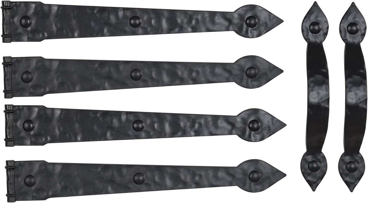 Household Essentials Hinge IT Premium Carriage House Handle & Hinge, Black Garage Door Magnet, 4 Hingle 2 Handles (Pack of 1)