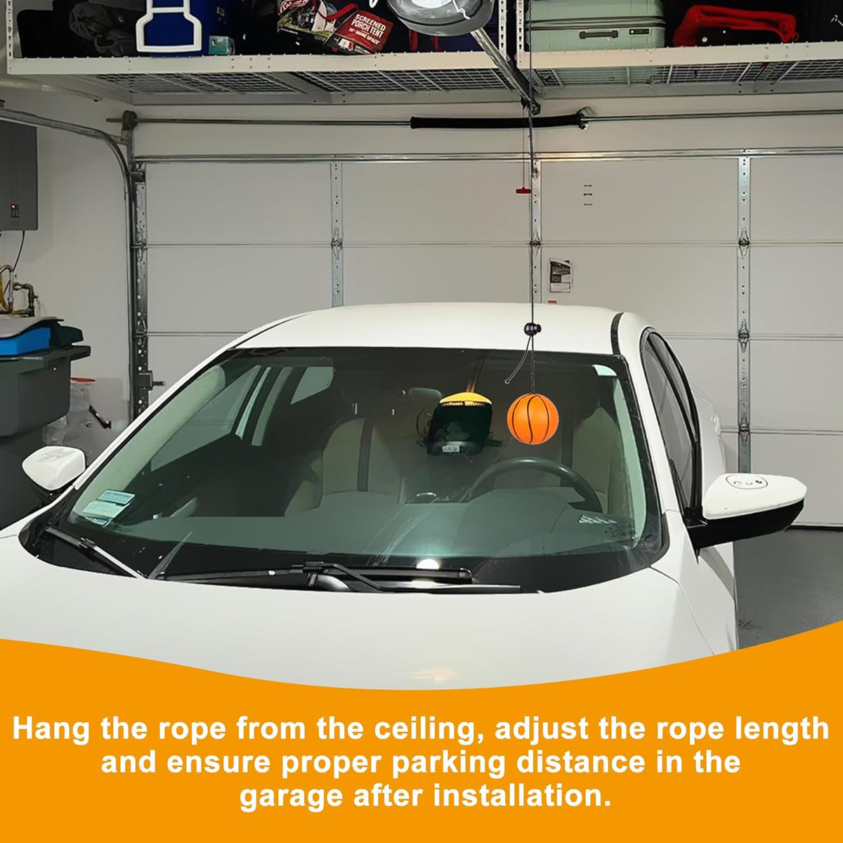 2 Pack Garage Parking Aid,Garage Car Stop Indicator,Garage Parking Assist Stop Ball,Parking Ball Guide System,Double Car Parking Aid with Telescopic Adjustable Length(basketball shape+soccer shape)