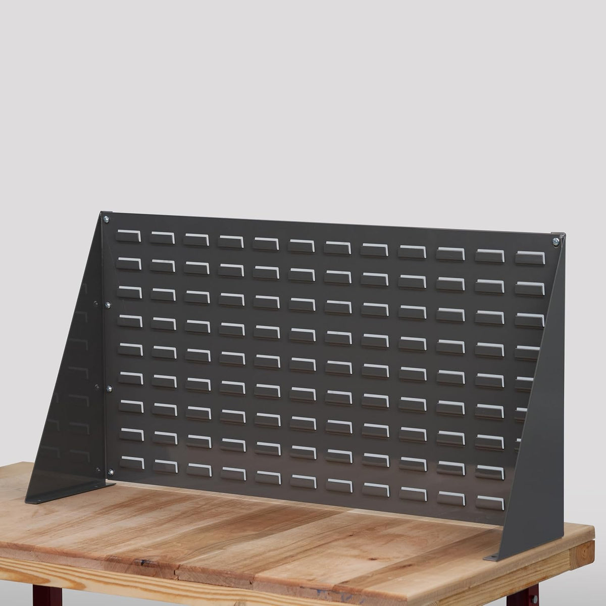 Akro-Mils 98636 Heavy Duty Steel Louvered Panel Standing Work Bench Storage Rack Garage Organizer for Mounting AkroBin Storage Bins, 36-Inch L x 8-Inch W x 20-Inch H, Grey