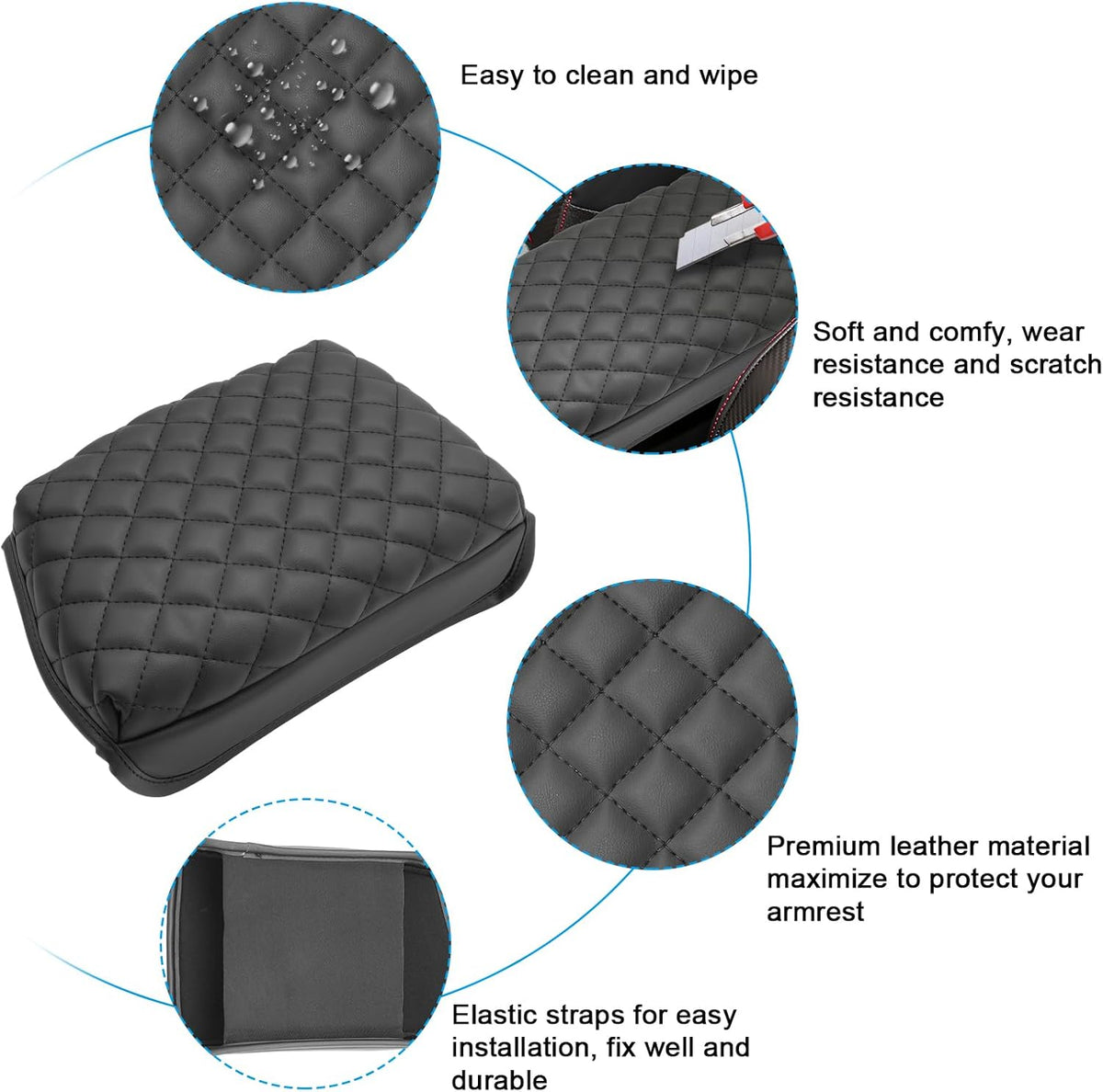 SXCY for 2024 VW Tiguan Armrest Cover Pad for Volkswagen Tiguan 2024 Accessories 2018-2022 2023 2024 Tiguan Center Console Cover 2024 Tiguan/Taos Middle Console Cover (Thicken Pad Checkered Pattern)