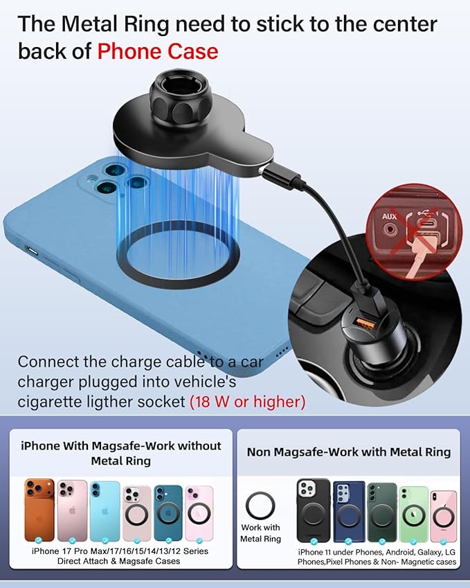 PZK Car Phone Mount for Mazda CX-3 2016-2021 /Mazda 3 2014-2016 /MX-5 Miata 2016-2023 Accessories 7-Inch Screen Magnetic 15W Fast Wireless Charger Phone Cradles Car Phone Holder Not Affect Vent