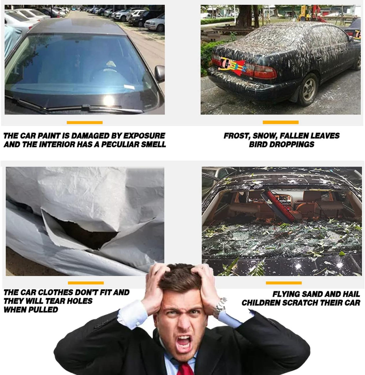 TUCAREST 6 Layers Full Car Cover for Sedan/Wagon/Coupe/Hatchback - Waterproof, Insulated, Anti-UV, Snow-Proof, Anti-Wind, All-Weather, Thickened Protection, up to 208 in