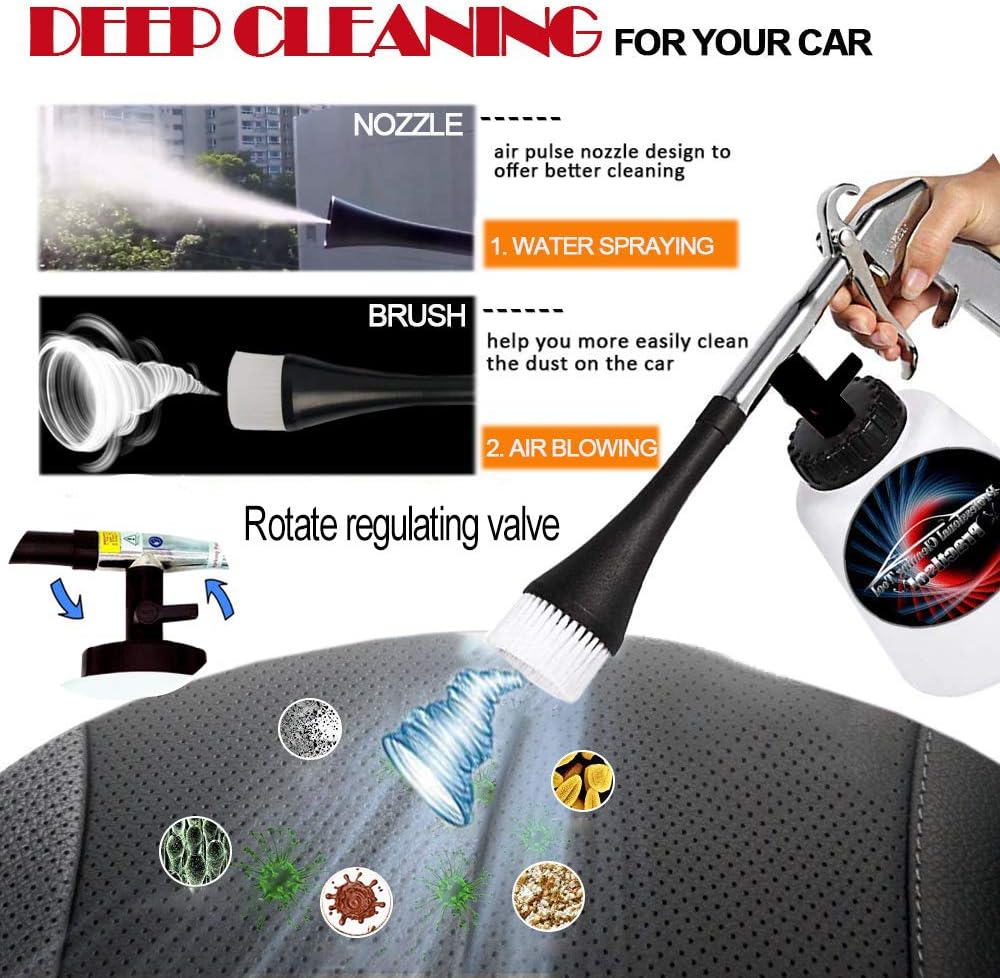 Car Interior Cleaner, Auto Detail Tools Car Detailing Kit(Needs Air Compressor) High Pressure Car Cleaning Gun Car Cleaning Kit for Vehicle Upholstery Carpet Seat