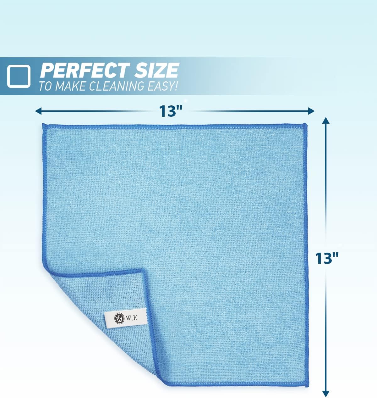 Microfiber Cleaning Cloth-24Pcs (13x13 inch) Ultra Soft Highly Absorbent Rags for Housekeeping-Machine Wash (Blue)