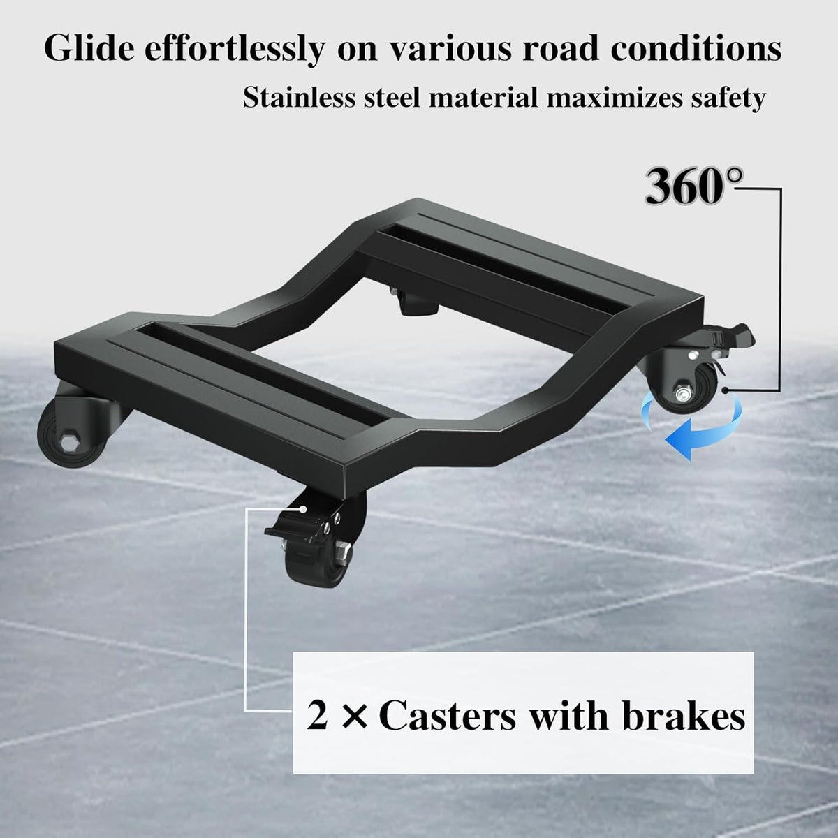 I'EZONK Industrial Stainless Steel Car Dolly Set of 4-6,800lb/3,084kg Capacity | Pro Vehicle Mover w/Locking Brakes | U-Shaped Design for Cars/SUVs/Trucks & Trailers