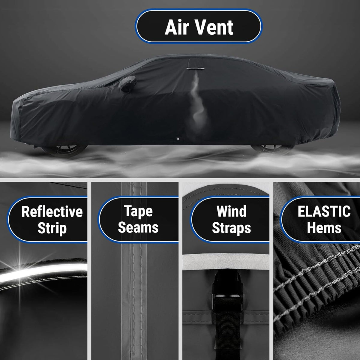 iCarCover Custom Car Cover for Pontiac Sunfire 2-Door, 4-Door (2003-2005) Waterproof All-Weather Rain Snow UV Sun Protector Full Exterior Indoor Outdoor Car Cover (Stripe - Black/Red)