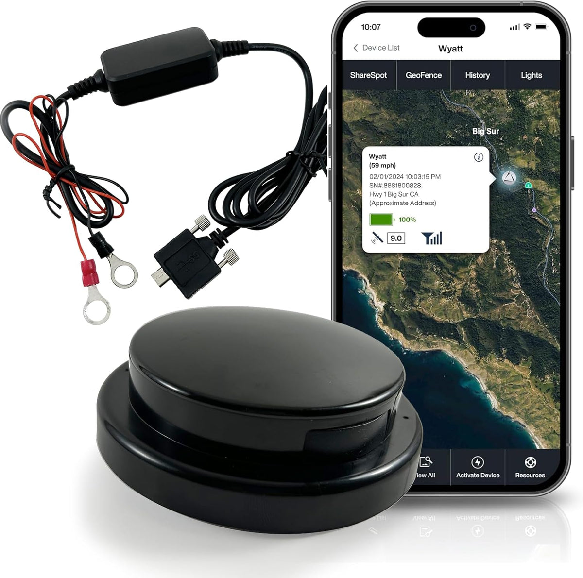 LandAirSea Overdrive Permanent GPS Tracker - Includes Waterproof Hardwire Kit and Permanent Mount. Perfect for Long-Term Tracking of Equipment, Vehicles, and More. Real-Time Global Tracking.