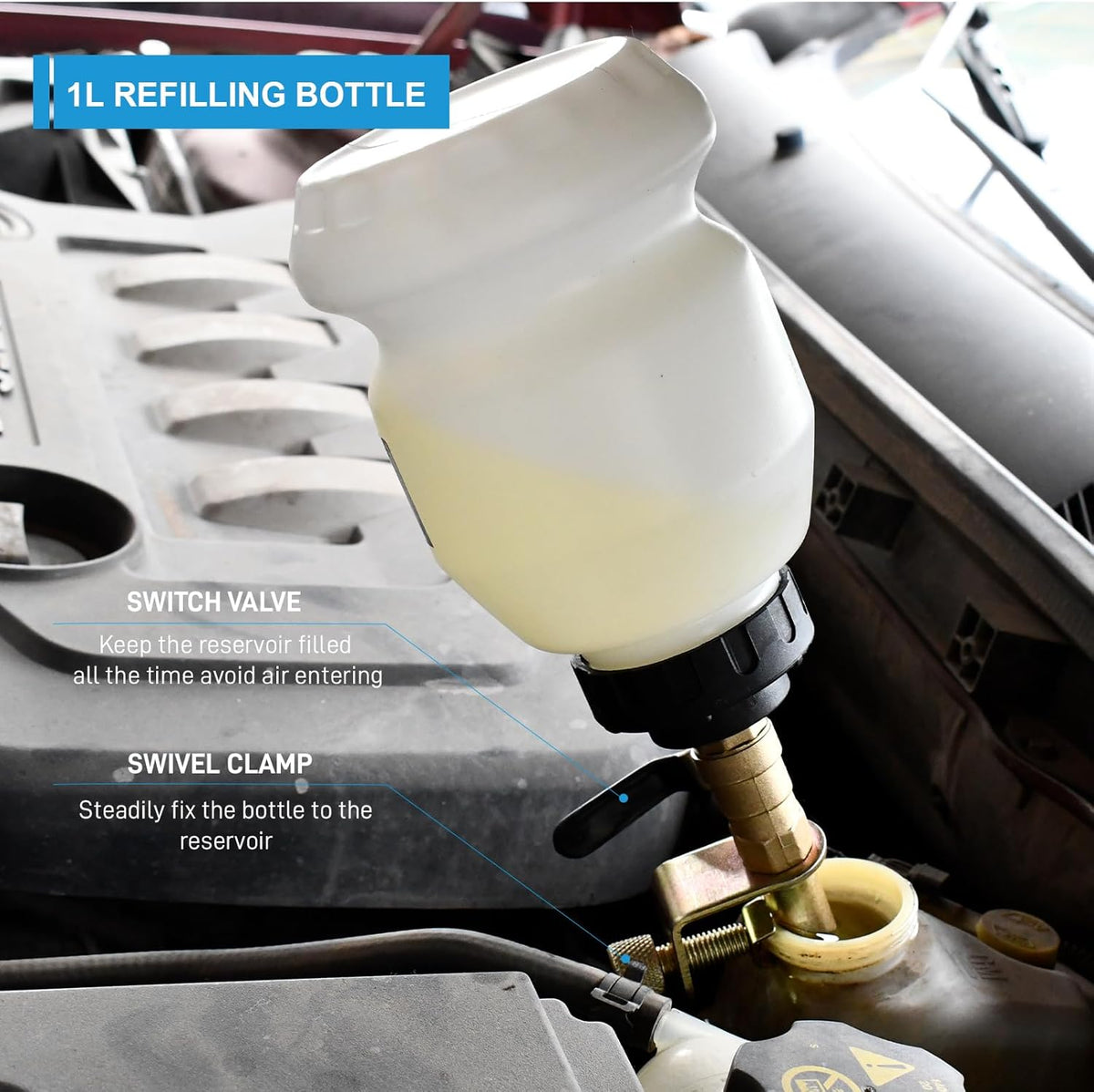 4L Vacuum Brake Bleeder Kit, One Person Pneumatic Brake Bleeding Fluid Extractor and 1L Refilling Bottle for Auto Car Truck